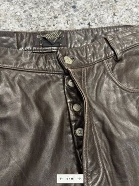 RRL Ralph Lauren Brown Leather Pants 32x36 Double RL Western Motorcycle Lined